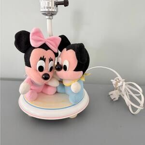 Vintage Disney Mickey and Minnie Mouse Plush Lamp - works
